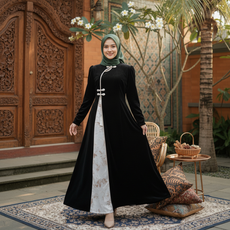 Long Dress hijab friendly Rok dress dress batik mewah dress cheongsam cheongsam dress panjang K025