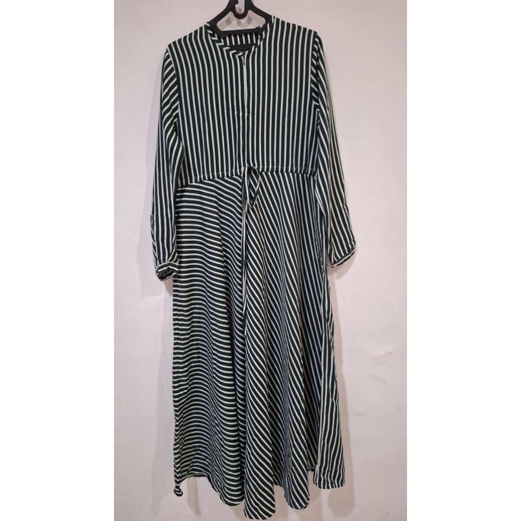 SABINA by SELLY Gamis  stripe emerald stripe white size L