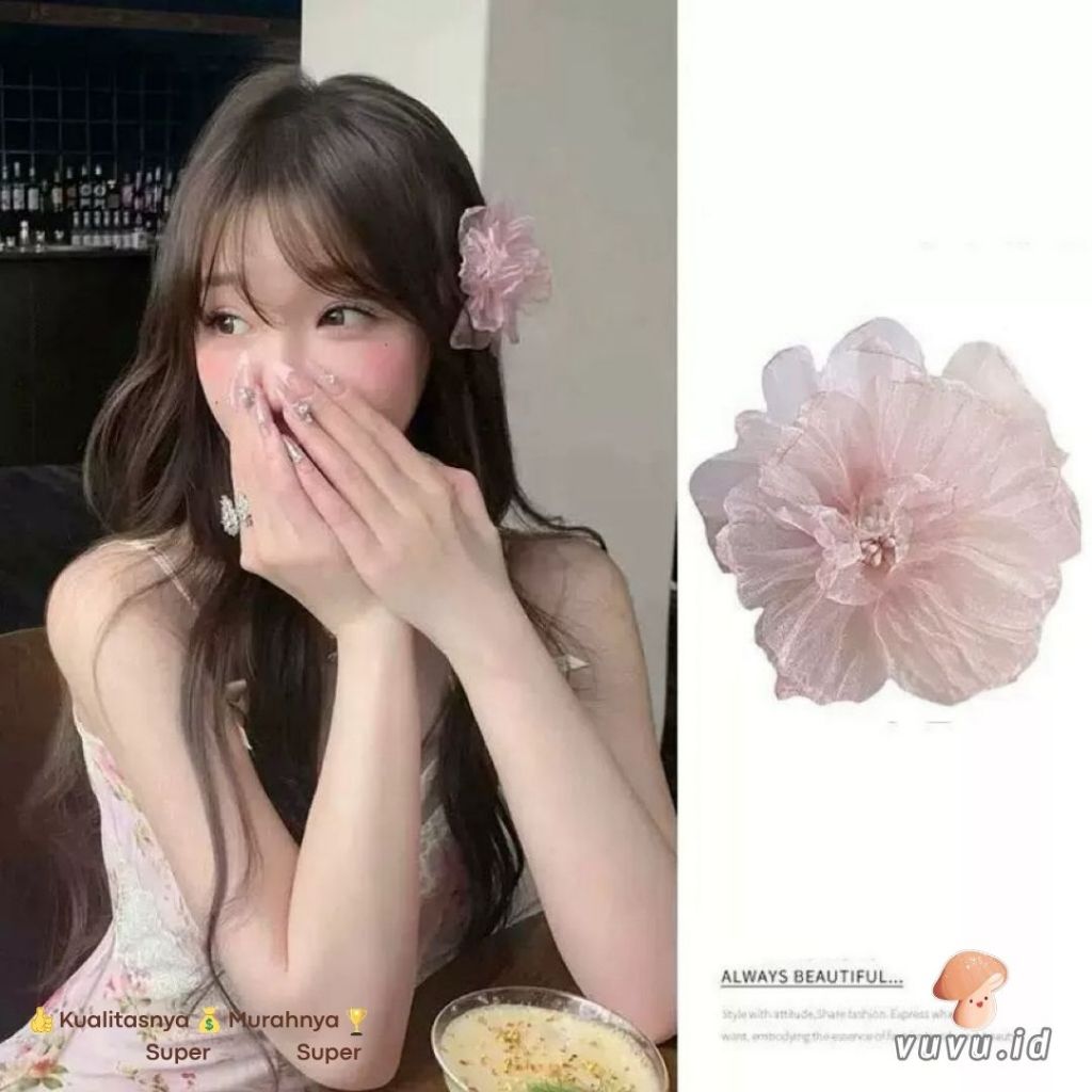 Jepit rambut bunga mawar besar transparan/jepit rambut bunga elegan