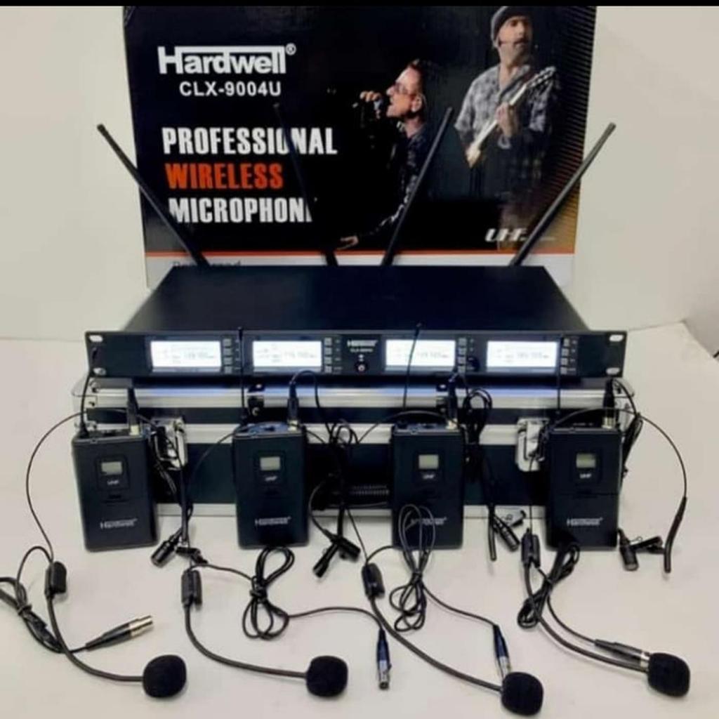 Mic Wireless 4 Channel Clip On Headset HARDWELL CLX 9004U Senam Upacara ORIGINAL