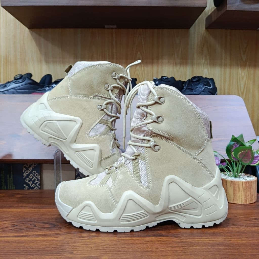 Sepatu PDL Lowa Kemhan Krem Tali Biasa Boots Tactical Gurun Original