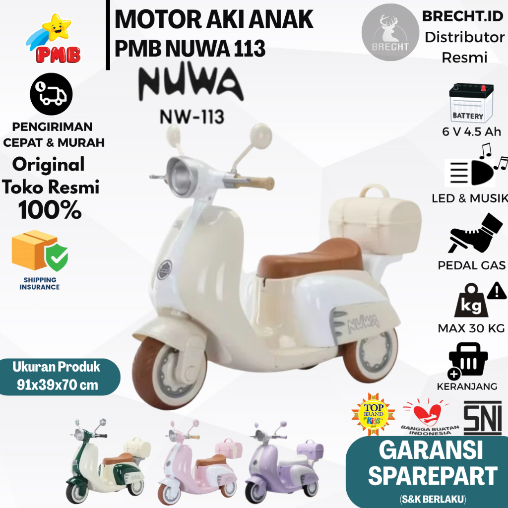Mainan Motor Aki Anak SCOOPY PMB NUWA 113 MOTOR SCOOPY NW113 Motoran Anak