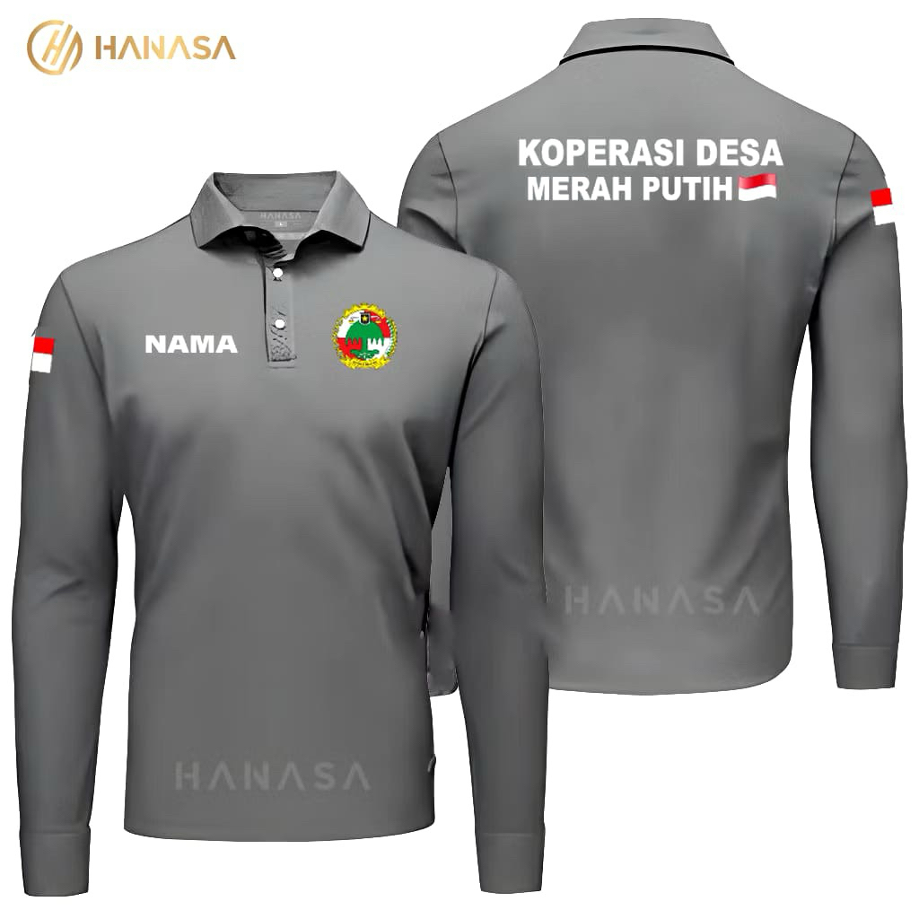 KAOS KERAH POLOSHIRT LENGAN PANJANG KOPERASI DESA MERAH PUTIH KEKINIAN