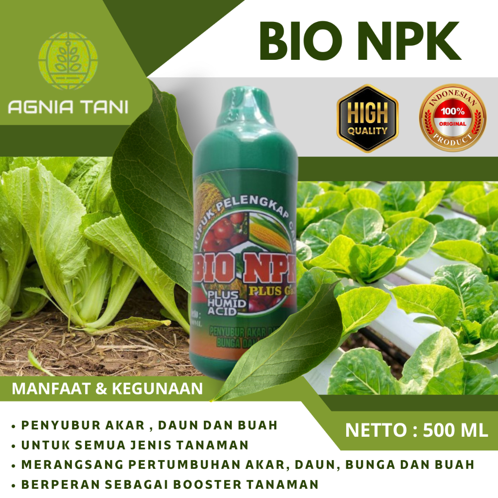 BIO NPK GAZA5 Pupuk Cair Penyubur Daun Tanaman Sawi Hijau