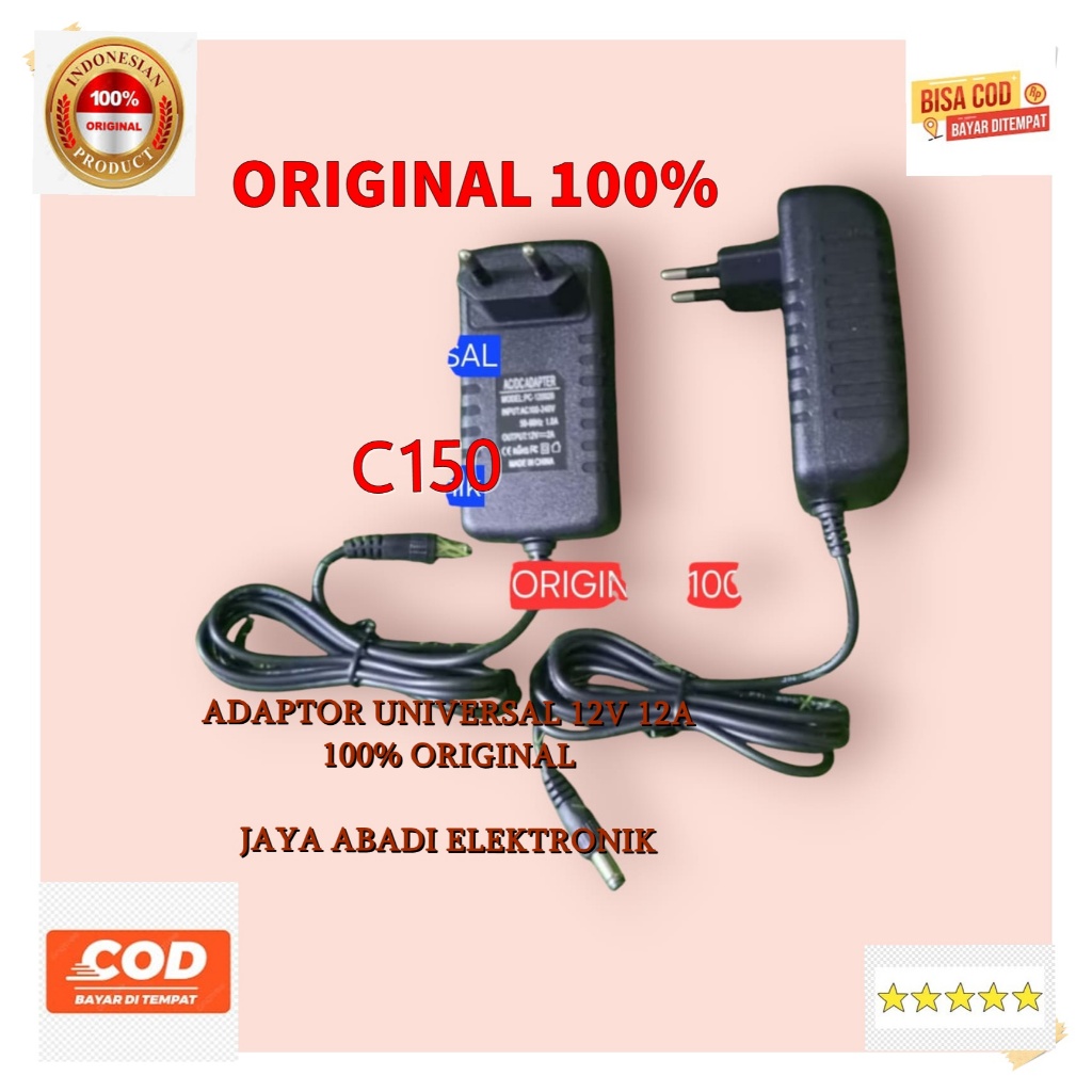C150 100% ORI H20 Compatibel 5.5mm 2.1 mm Adaptor Multifungsi DC 12V 2A VOLT ADAPTER POWER COLOKAN L