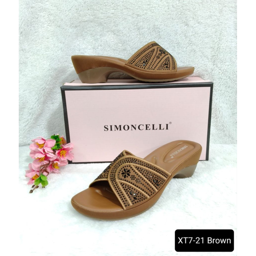 SIMONCELLI - SANDAL SLIP ON PESTA WANITA TAPAK TAHU 3CM IMPORT KEKINIAN LEMBUT DAN RINGAN