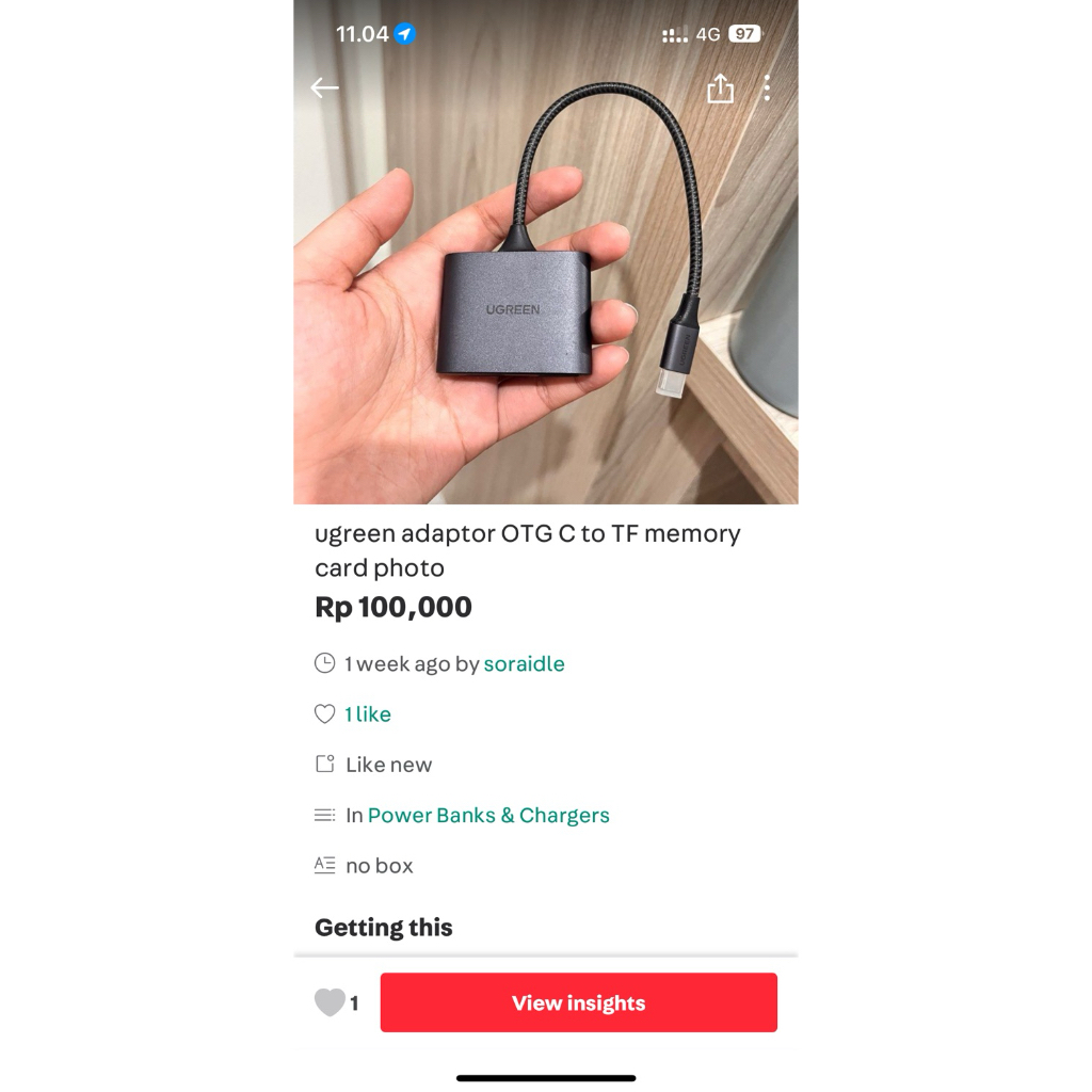 preloved adaptor ugreen c to TF CARD SD CARD