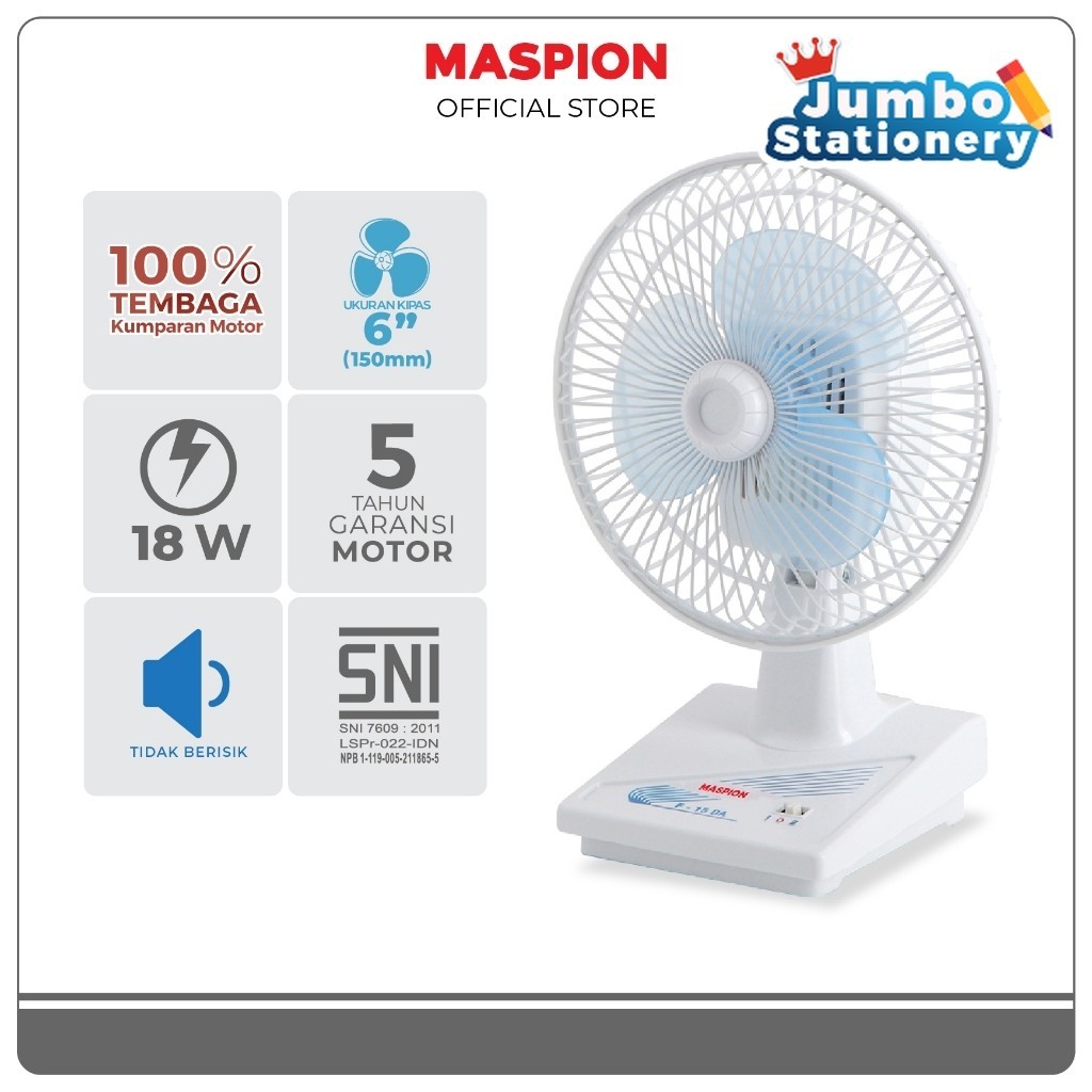 Maspion Kipas Angin Duduk Meja 6 INCH Desk Fan F15 DA / Kipas Angin Duduk Maspion