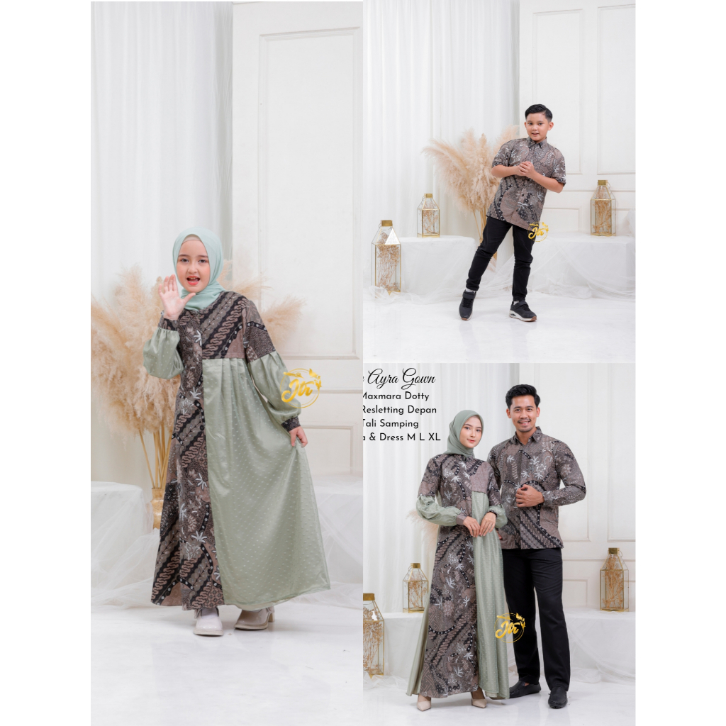 LARISA Dress Anak Perempuan Usia 5 6 7 8 9 10 11 Tahun Terbaru Gamis Batik Kombinasi Brokat AYRA