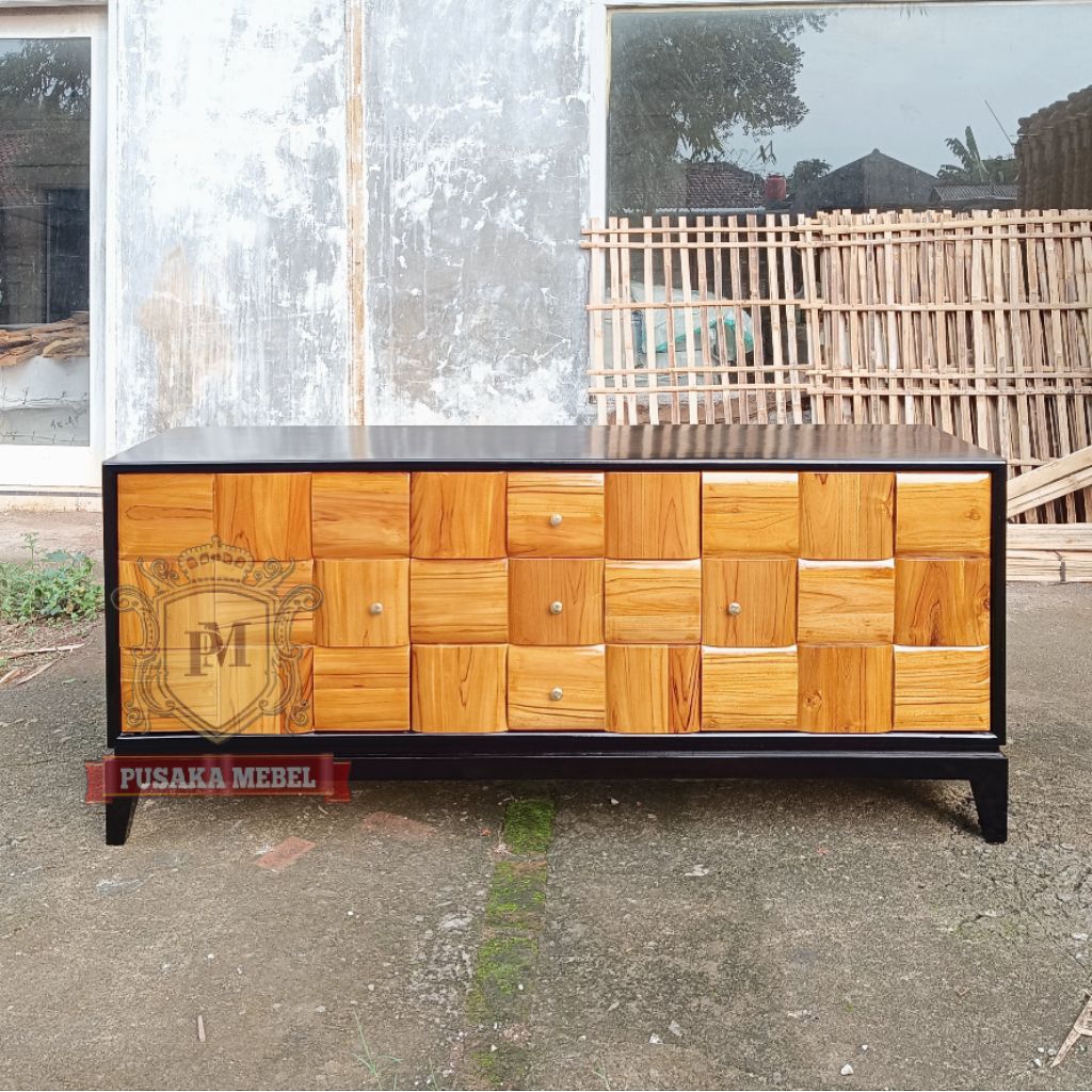 konsol kabinet meja tv kayu model minimalis lego, bufet meja tv kayu jati, lemari rak cabinet tv kay