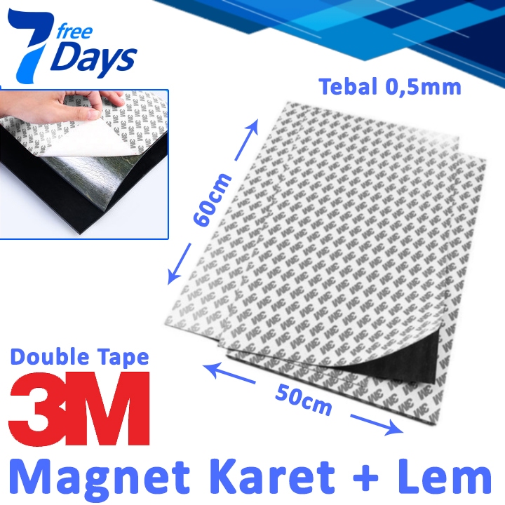 MAGNET Rubber Sheet Adhesive Double Tape 3M Size 50x60cm Tebal 0,5mm Lembaran Karet Hiasan Kulkas Mo
