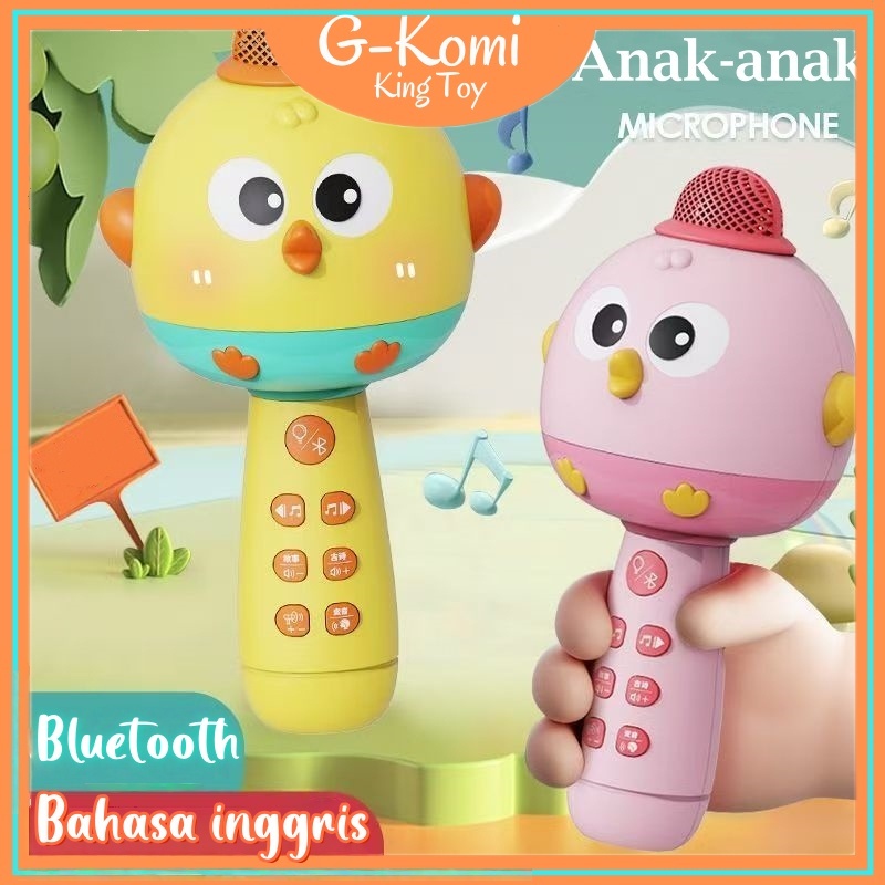 Multifungsi Mikrofon Anak Bluetooth Wireless Speaker Mainan Mikrofon Kartun Nyanyi Anak Perempuan