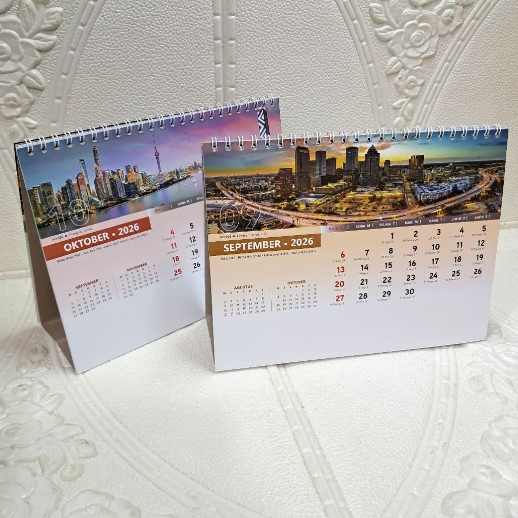 Kalender Meja Standar Kota Dunia AO 2026 Ukuran 21cm x 15,5cm