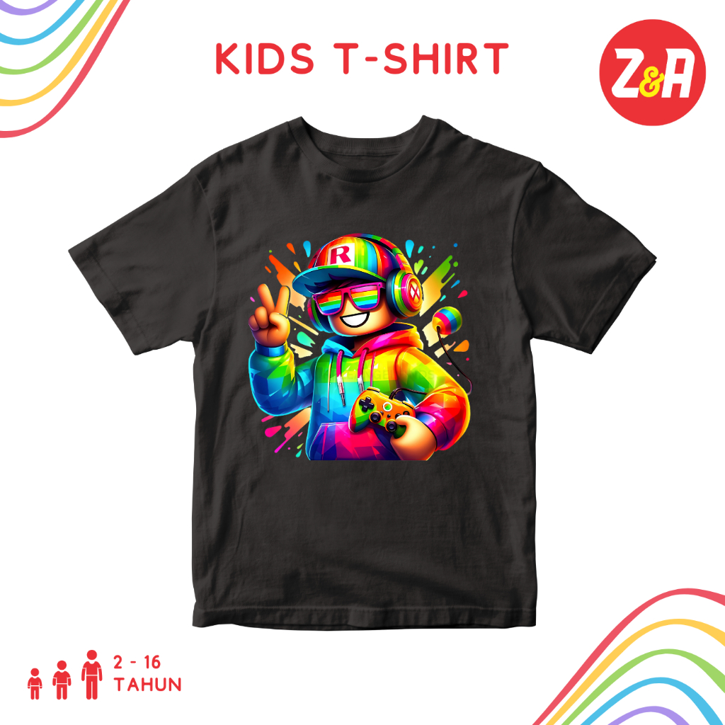 Kaos Anak ROBLOX 2 | Baju Atasan Anak Lengan Pendek Motif Roblox| Tshirt Anak Laki-Laki dan Perempua