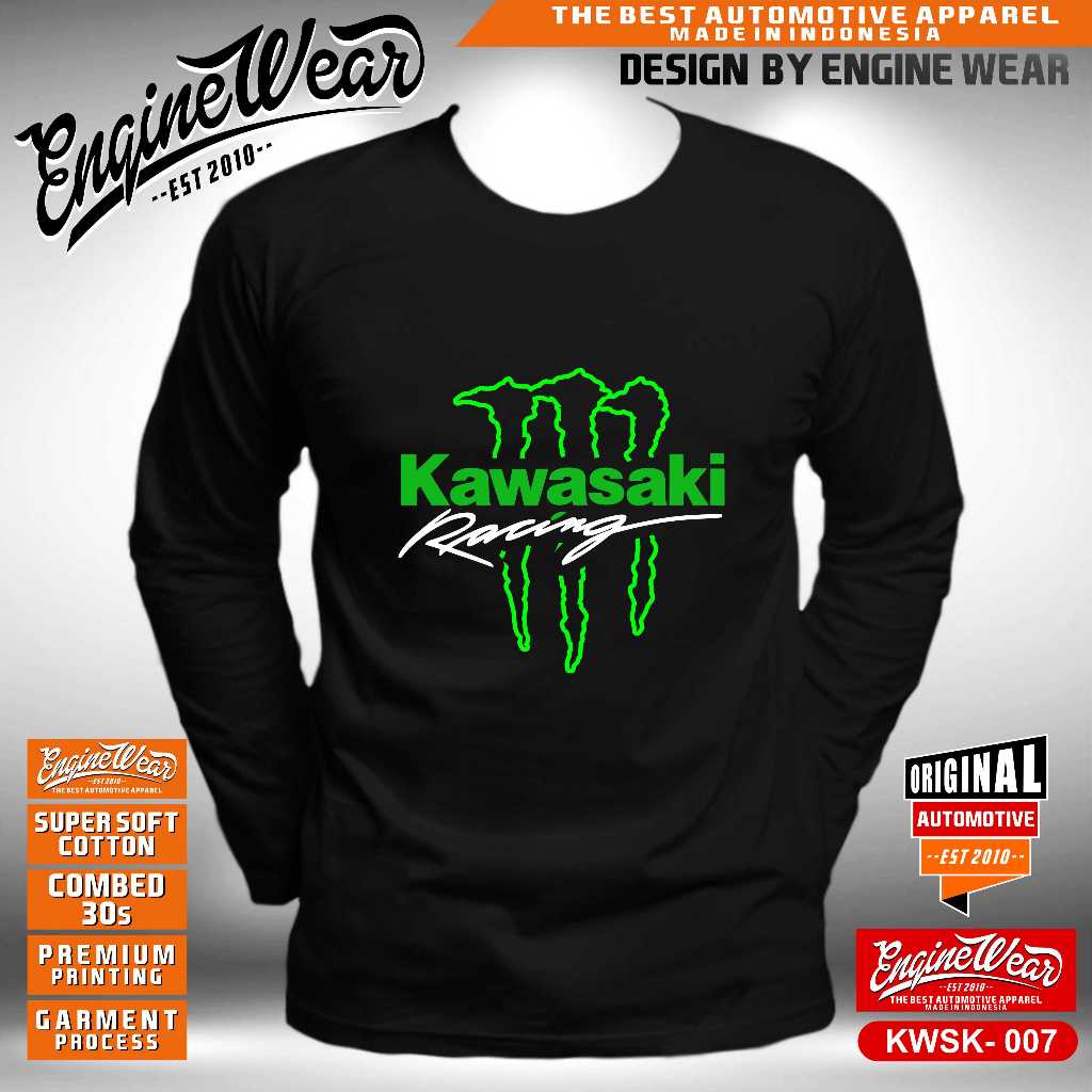 Kaos kawasaki ninja motorsport tshirt racing baju balap motor 2tak kaos KNC bikers tshirt touring ka