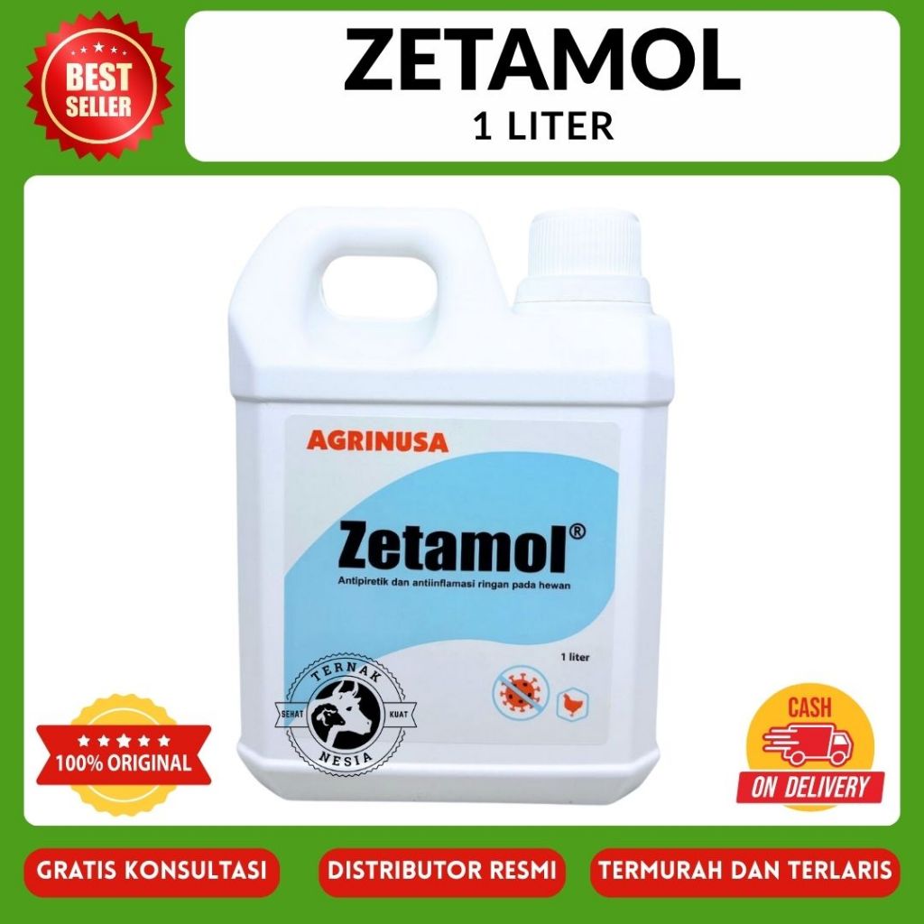 ZETAMOL 1 LITER - Obat Radang dan Demam Unggas, Paracetamol Cair like PARAGIN