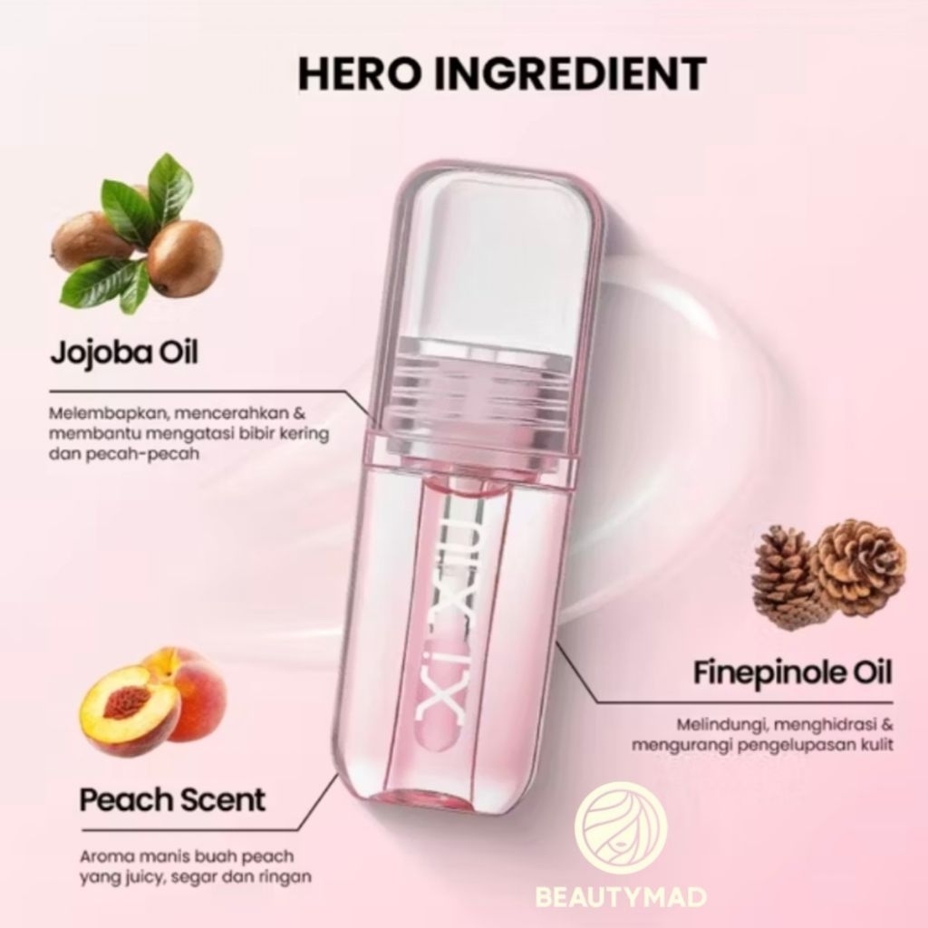 [ XI XIU ] Juicy Peach Lip Serum Natural Pink di perkaya dengan jojoba oil dan finepinole oil, memba