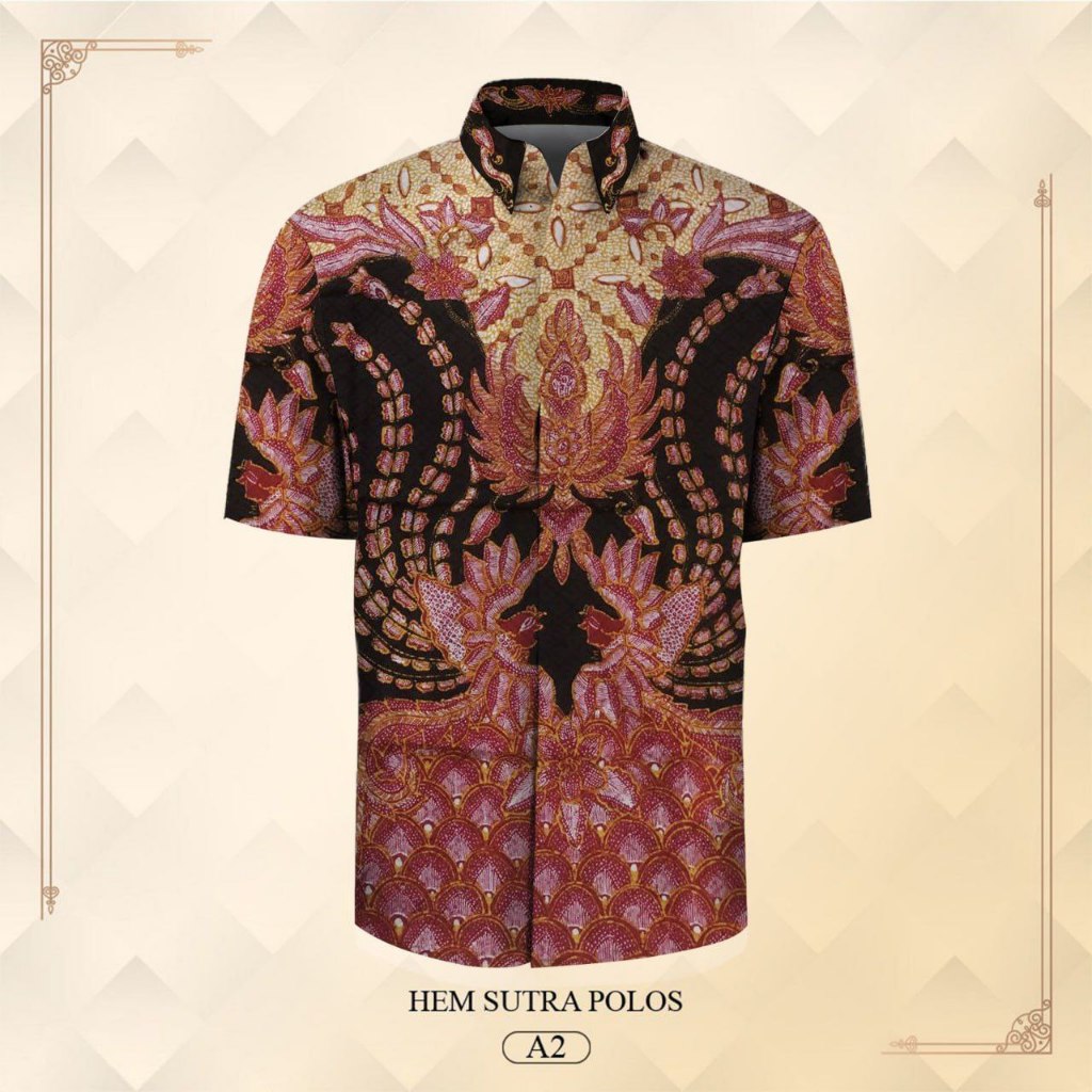 Kain Hem batik tulis sutra atbm hem batik lengan pendek pria tanmalaka1112