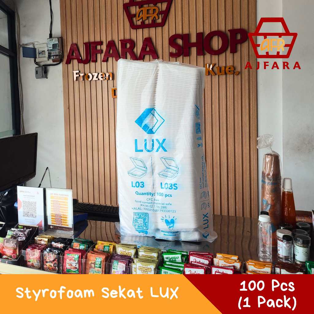 Styrofoam Sekat LO3S LUX 100 Pcs 1 Pack Kualitas Tinggi untuk Wadah Makanan