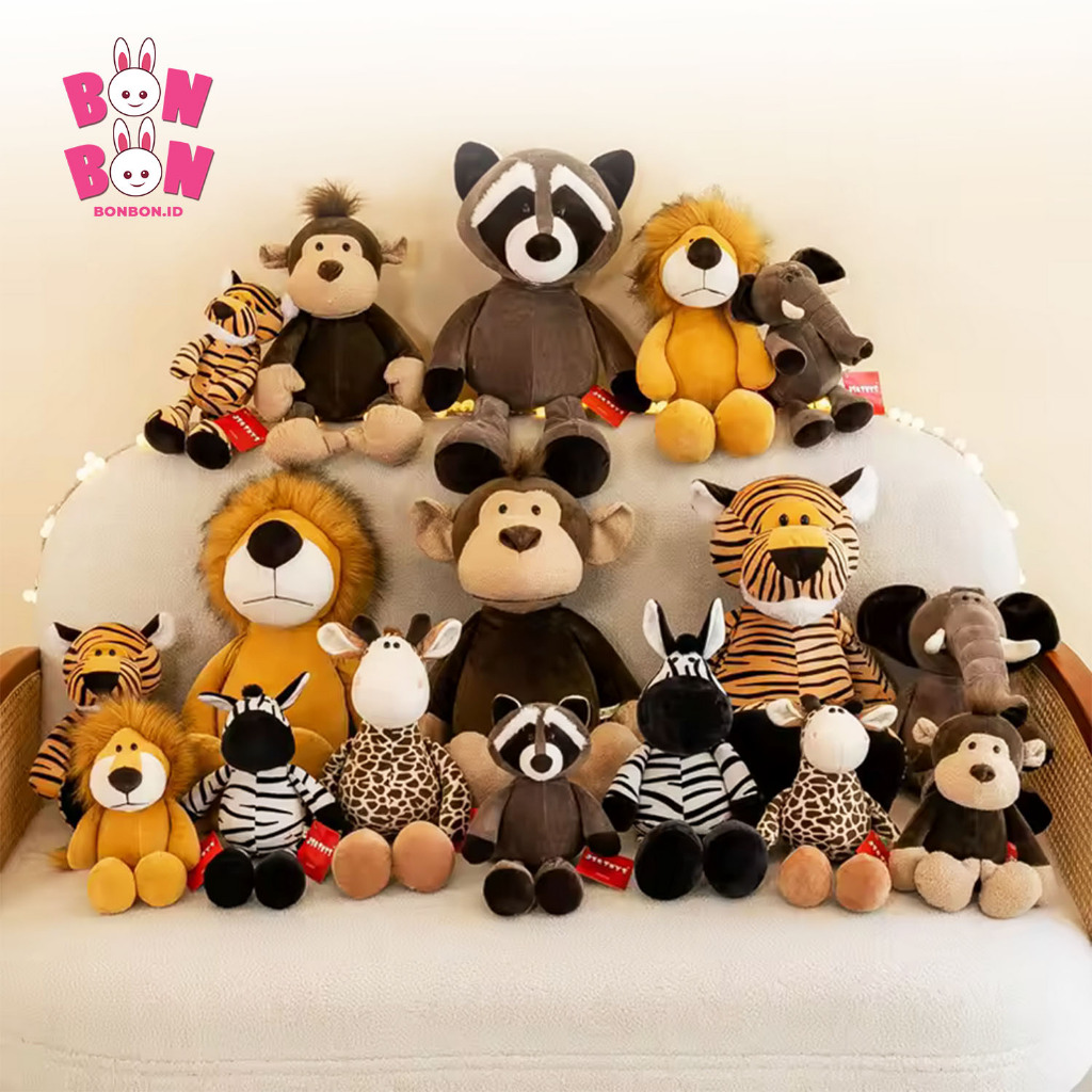 Boneka Harimau Singa Gajah Monkey Jerapah Nemo Penyu Ikan Hiu Kuda Plush Toy Realistis Kualitas Prem