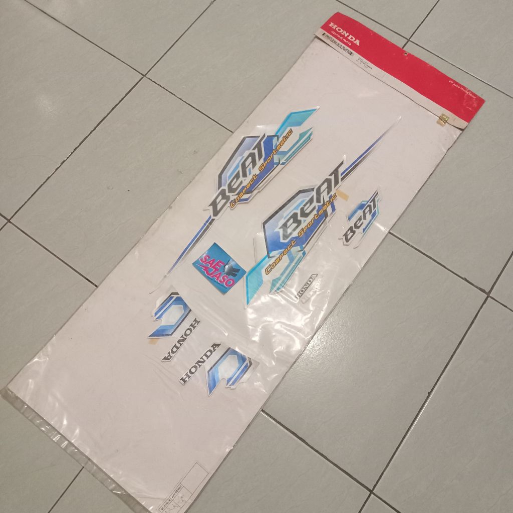 striping honda beat karbu putih biru original nos