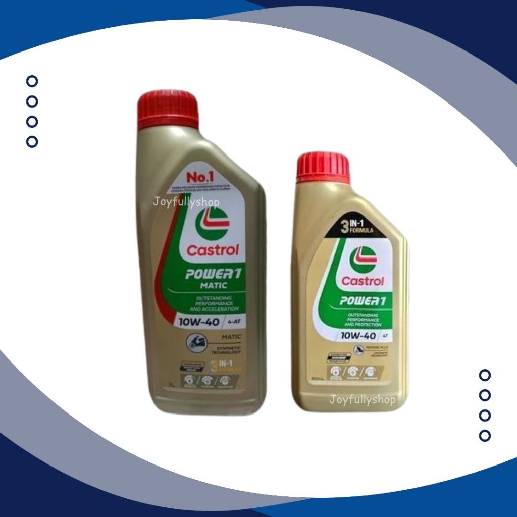 CASTROL POWER 1 4T SAE 10W-40 GOLD 800ML / 1 Liter oli mesin motor bebek/Manual