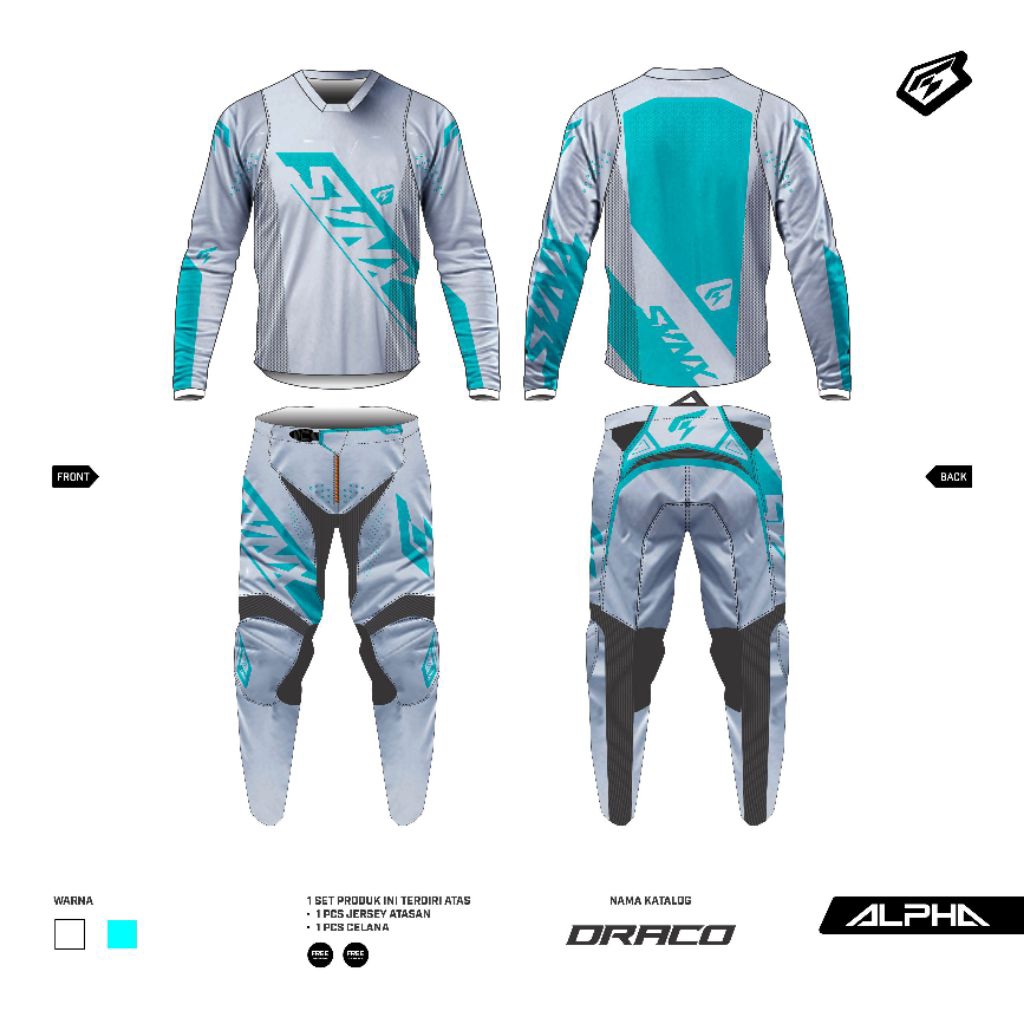 JERSEY SET MOTOR CROSS SVNX / JERSET MOTOR TRAIL / MX GEARSET ALPHA DRACO SERIES
