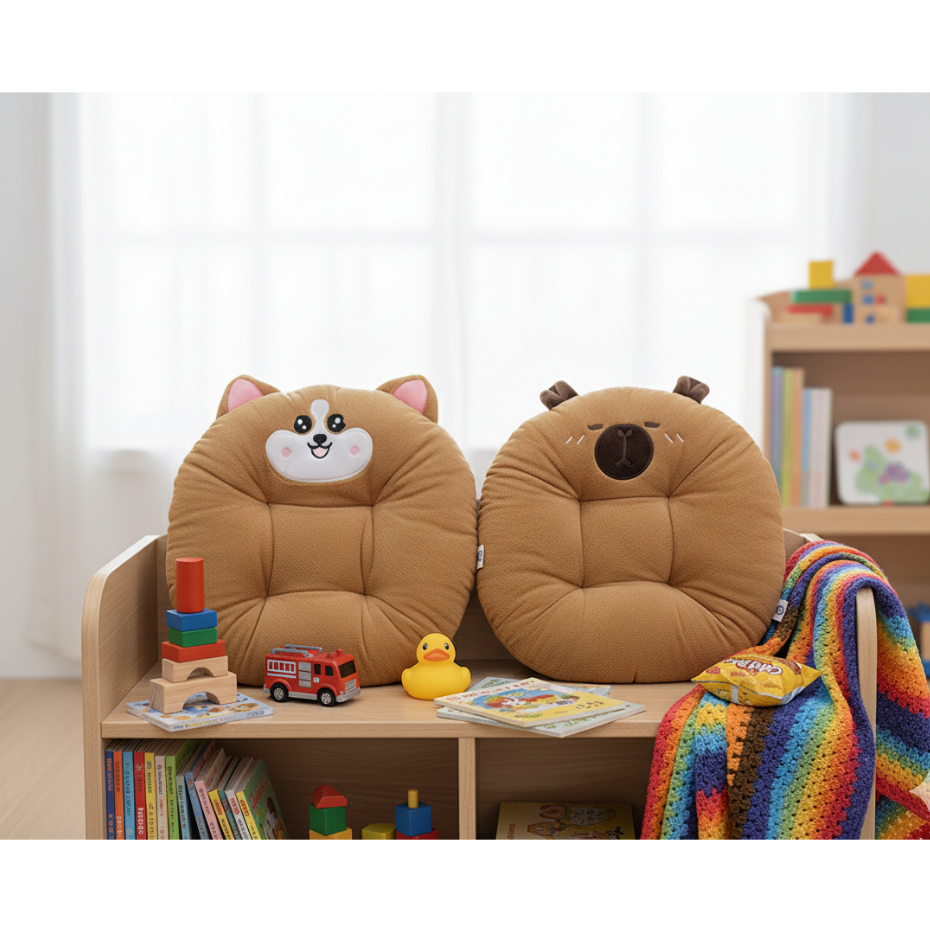 Bantal Duduk Lucu Capybara & Husky Empuk Lembut