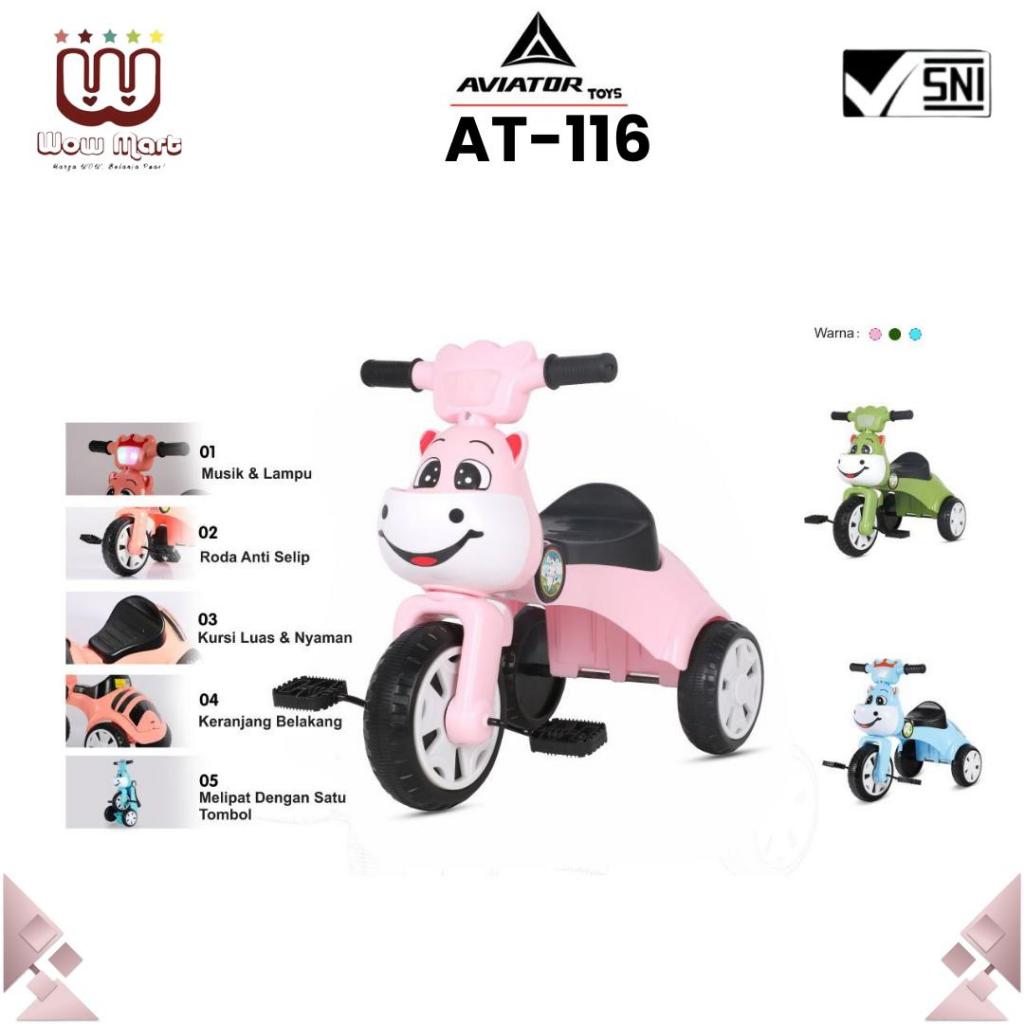 AT 116 AT 118 Aviator Kids Folding Tricycle Bike // Sepeda Lipat Roda Tiga Anak Karakter Lucu Dileng