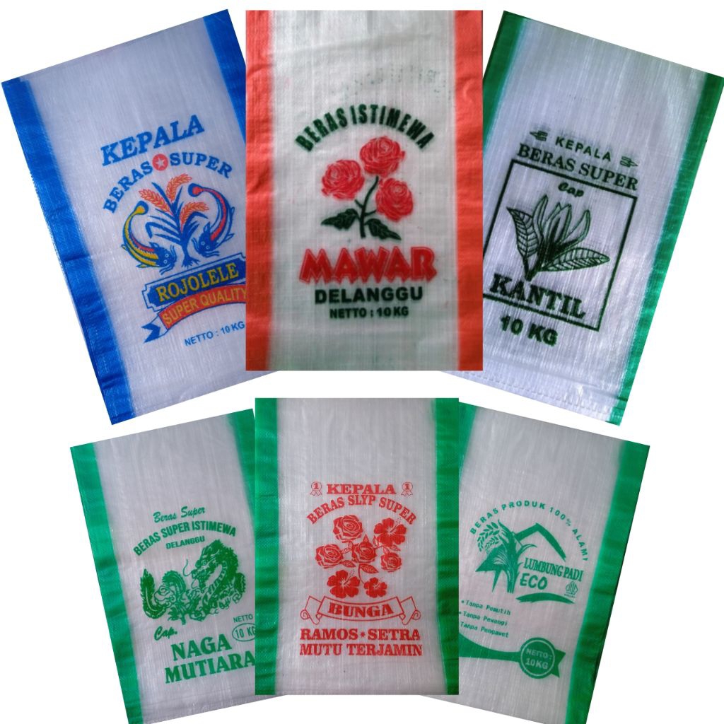 Karung Beras 10kg Sablon Komplit isi 50 Lembar