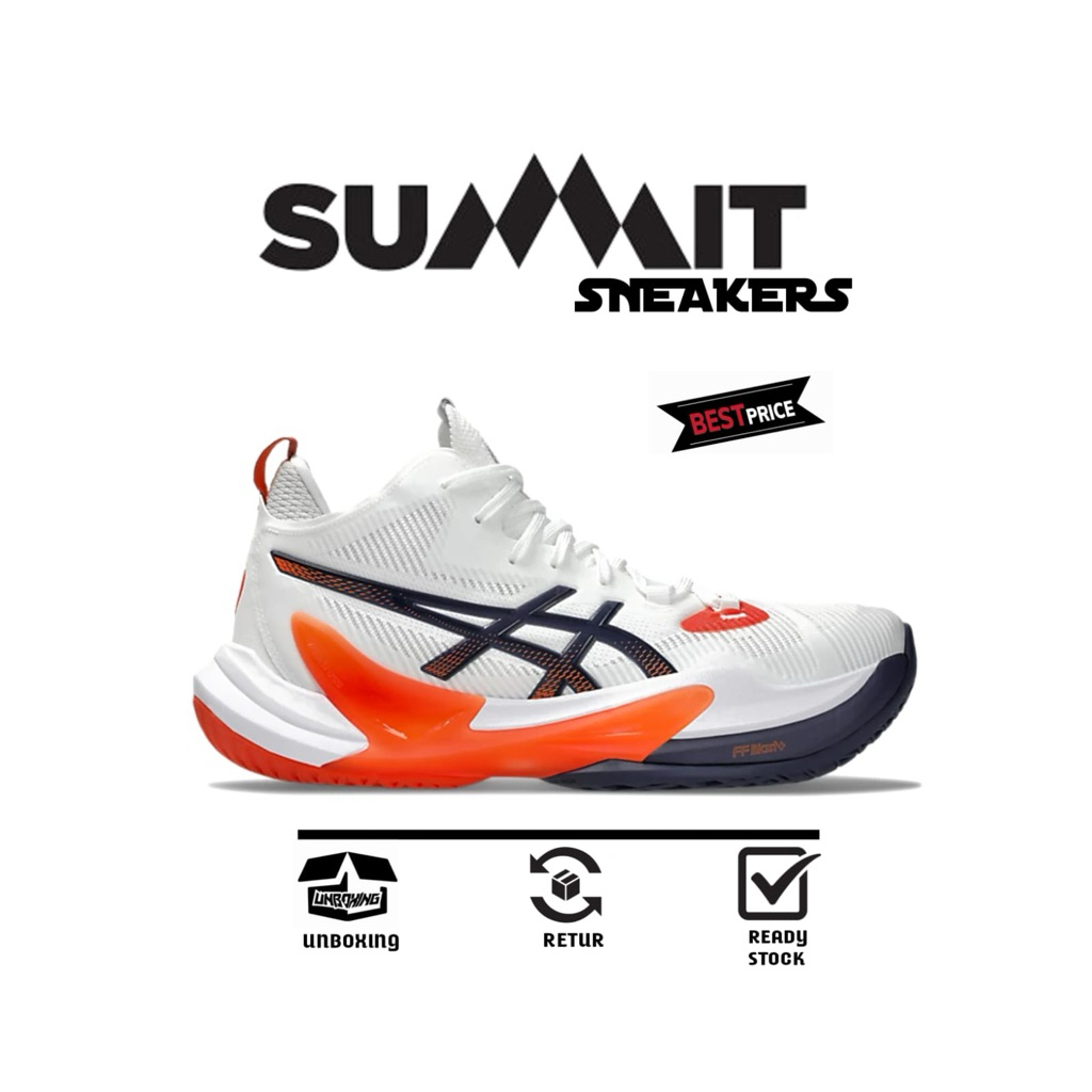 Sepatu Volly Pria Asics Metarise 2 White Indigo Fog