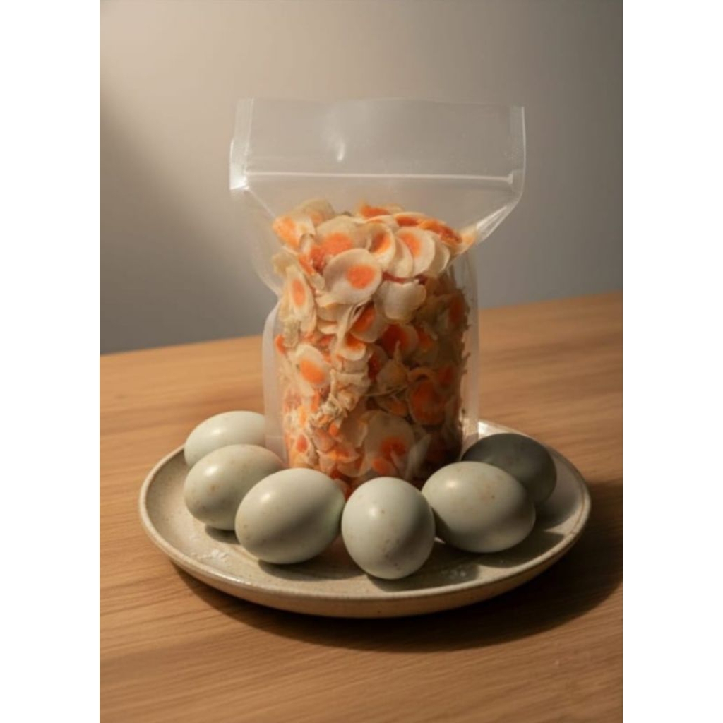krupuk telur asin mentah 1/2kg