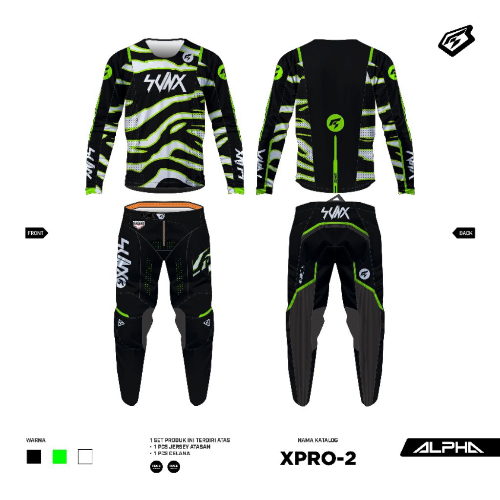 JERSET SVNX  / JERSEY SET MOTOCROSS / JERSEY MOTOR TRAIL / JERSET ALPHA X-PRO-2 SERIES