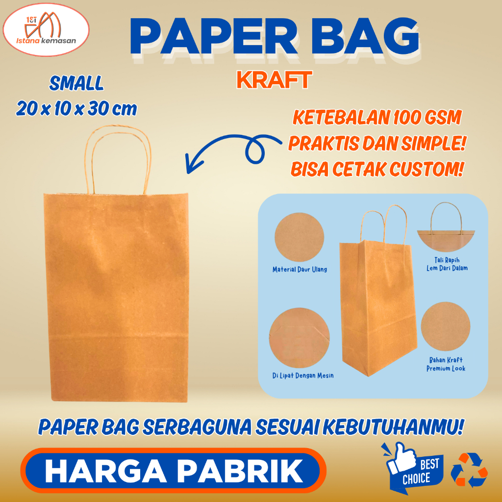 PAPER BAG COKLAT POLOS / PAPER BAG COKLAT / PAPER BAG TALI POLOS / SOUVENIR KANTONG KERTAS/