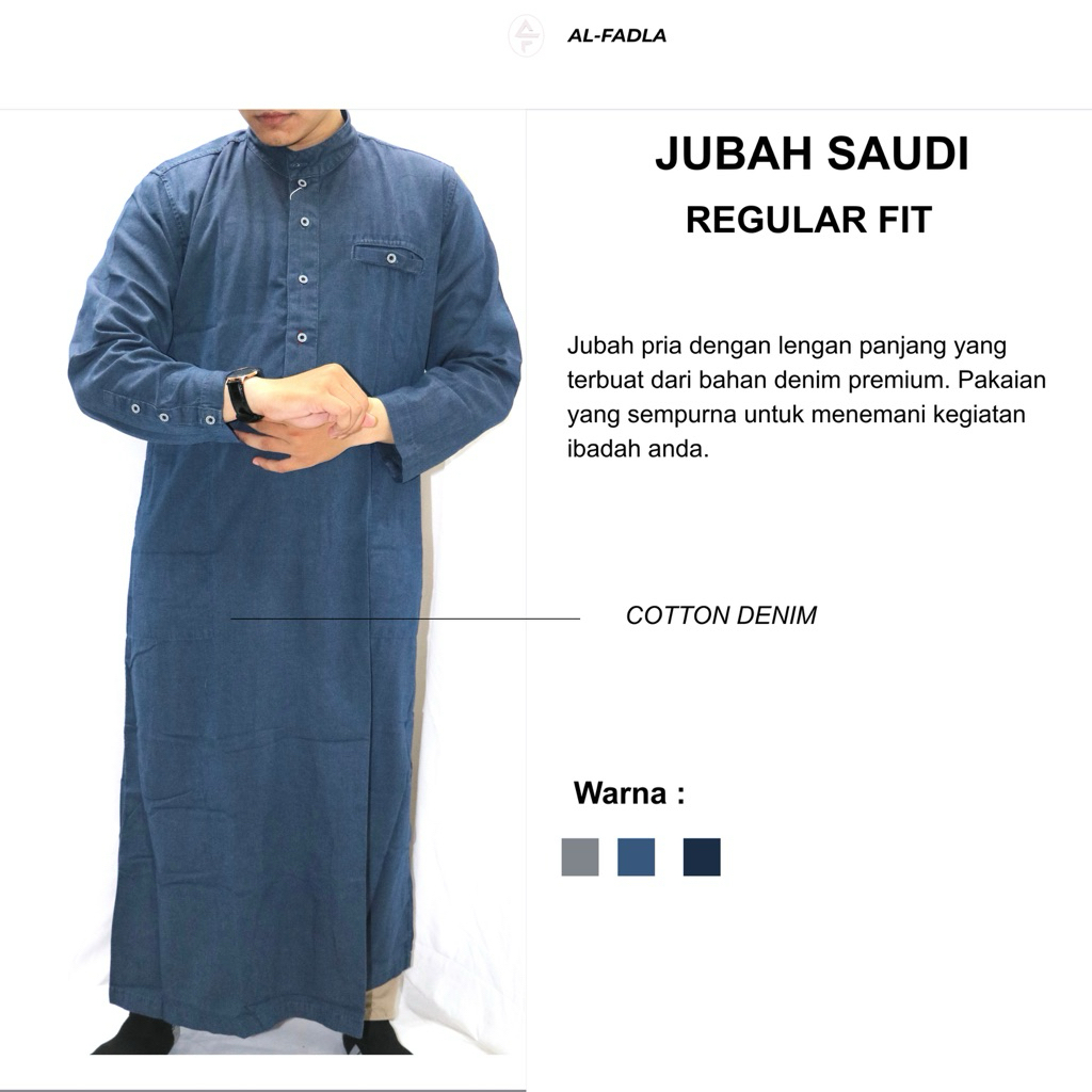AL FADLA - Jubah Pria Gamis Saudi Pria Muslim Denim Jeans
