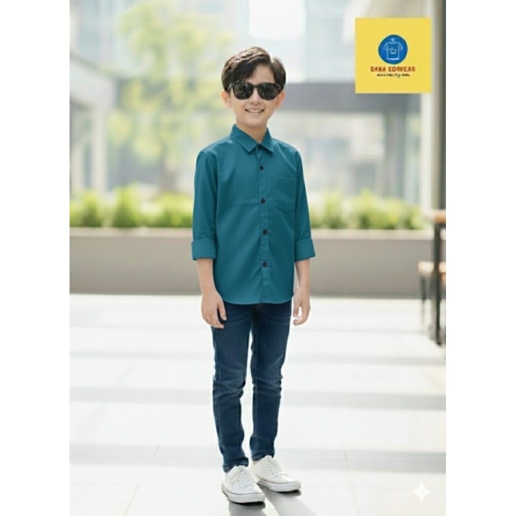 Kemeja anak laki-laki tangan panjang bahan adem usia 1-16 tahun/kemeja natal anak laki-laki/Kemeja a