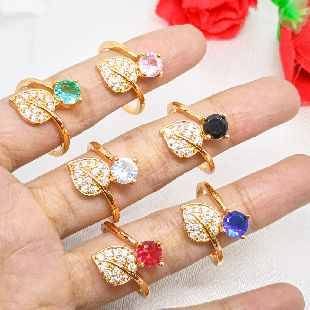 Cincin Tunangan Anti Karat Emas Asli Tidak Luntur Titanium Wanita Terbaru Import Berlapis Emas 24k G