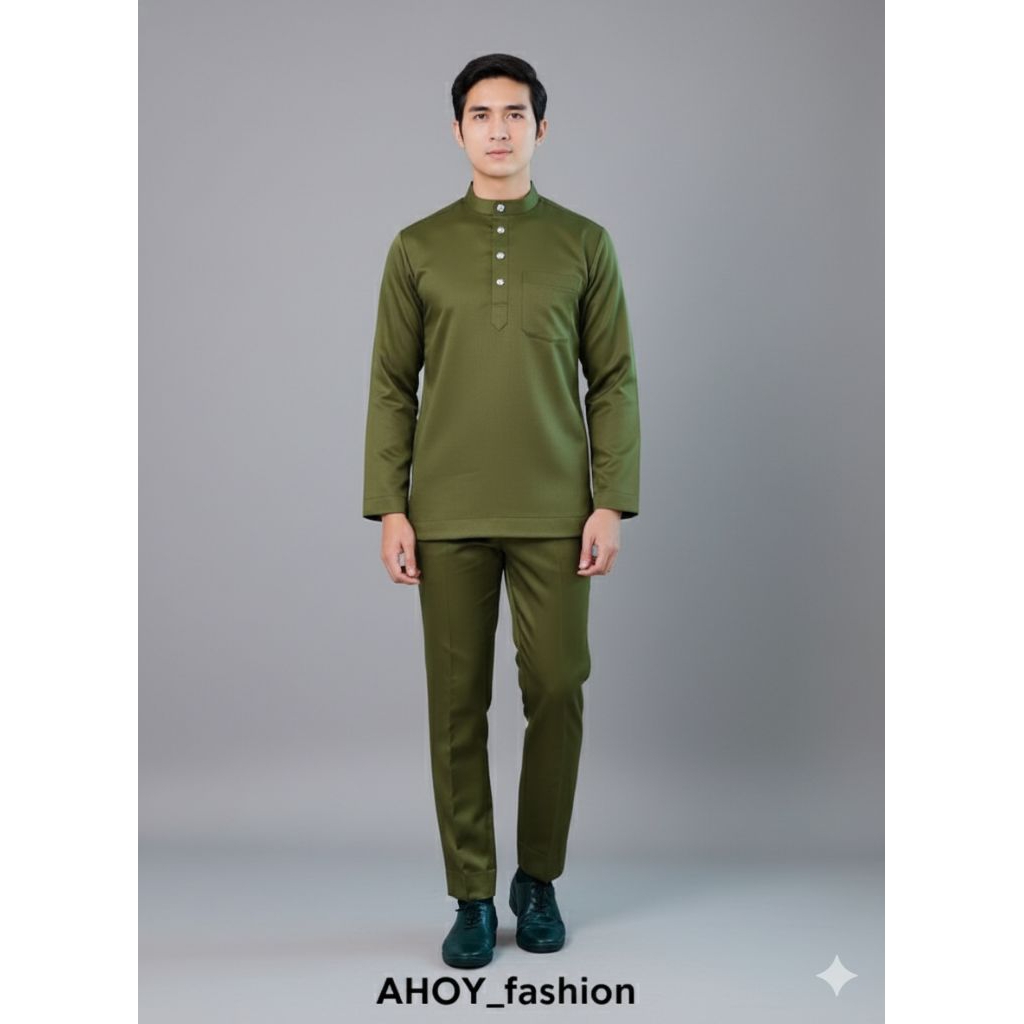 TERMURAH WARNA GELAP BAJU MELAYU PRIA DEWASA, TELUK BELANGA, CEKAK MUSANG, BAJU MALAYSIA