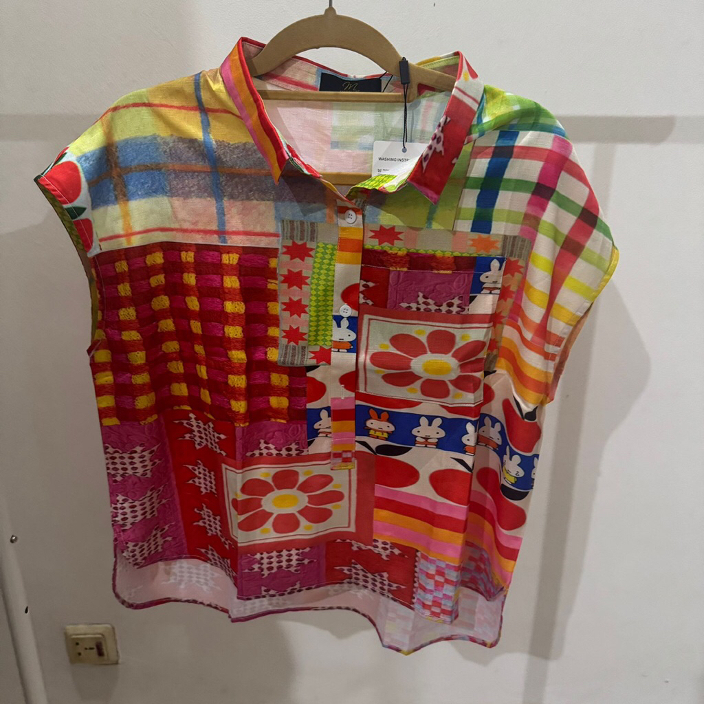 Baju atasan wanita merah corak | Baju kerja | Baju kuliah | Baju atasan wanita kekinian | Atasan wan