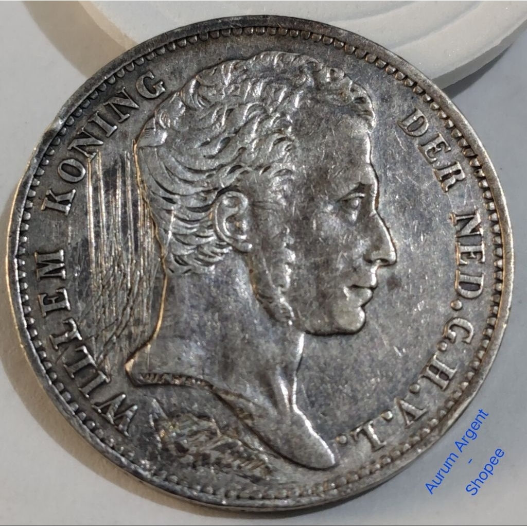 Z.24-- 1 PC KOIN PERAK KUNO ASLI GULDEN WILLEM I TH 1837. --  SILVER COIN --