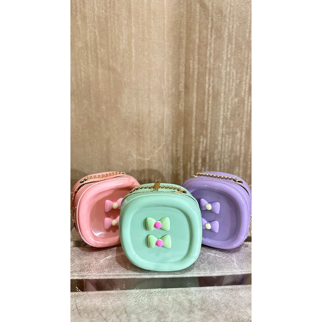 Tas Jelly Anak Bulat/ Tas Selempang Anak/ Tas Slimbag Anak/ Tas Jelly pita