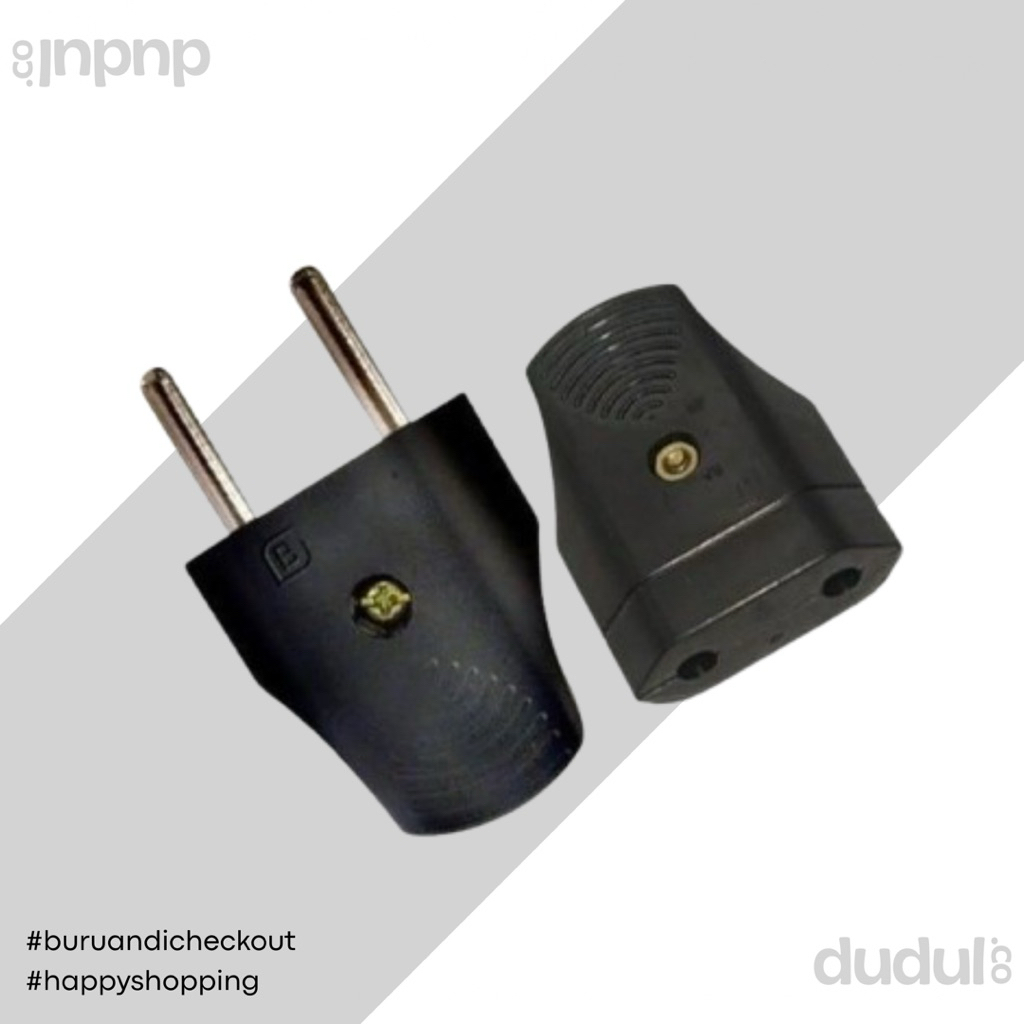 Steker Listrik Broco Hitam – Male & Female Original, Aman & Awet
