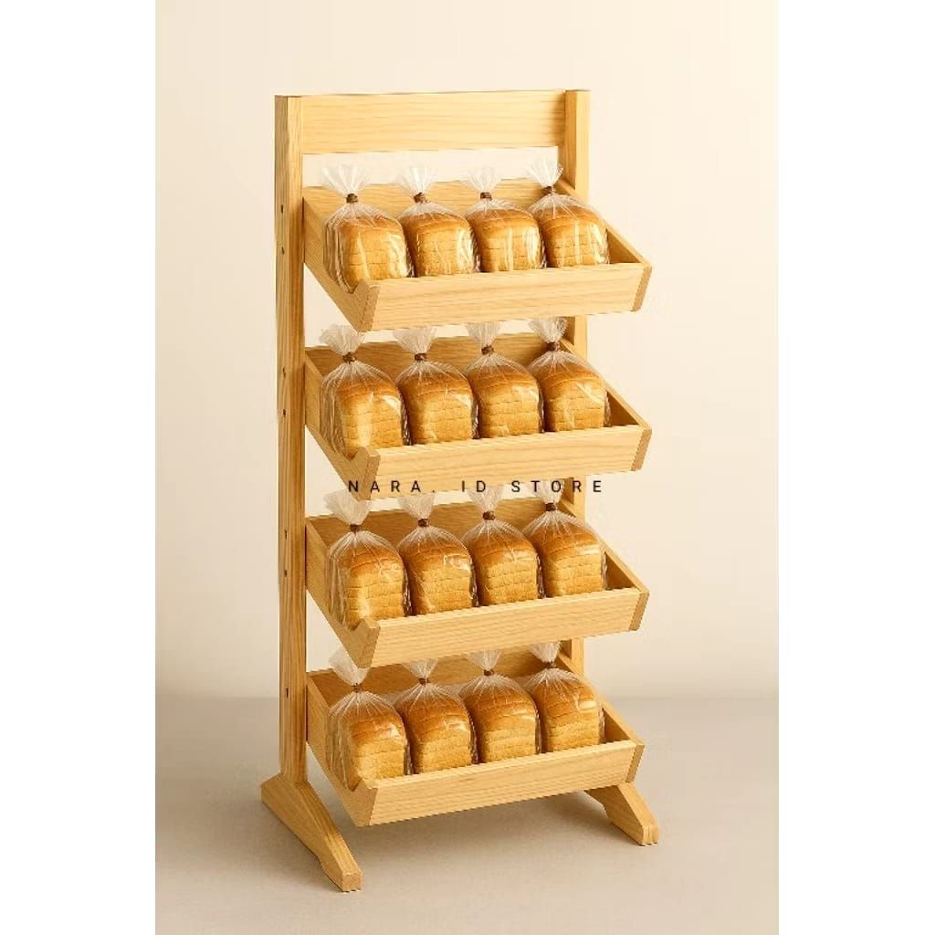 rak display roti kayu