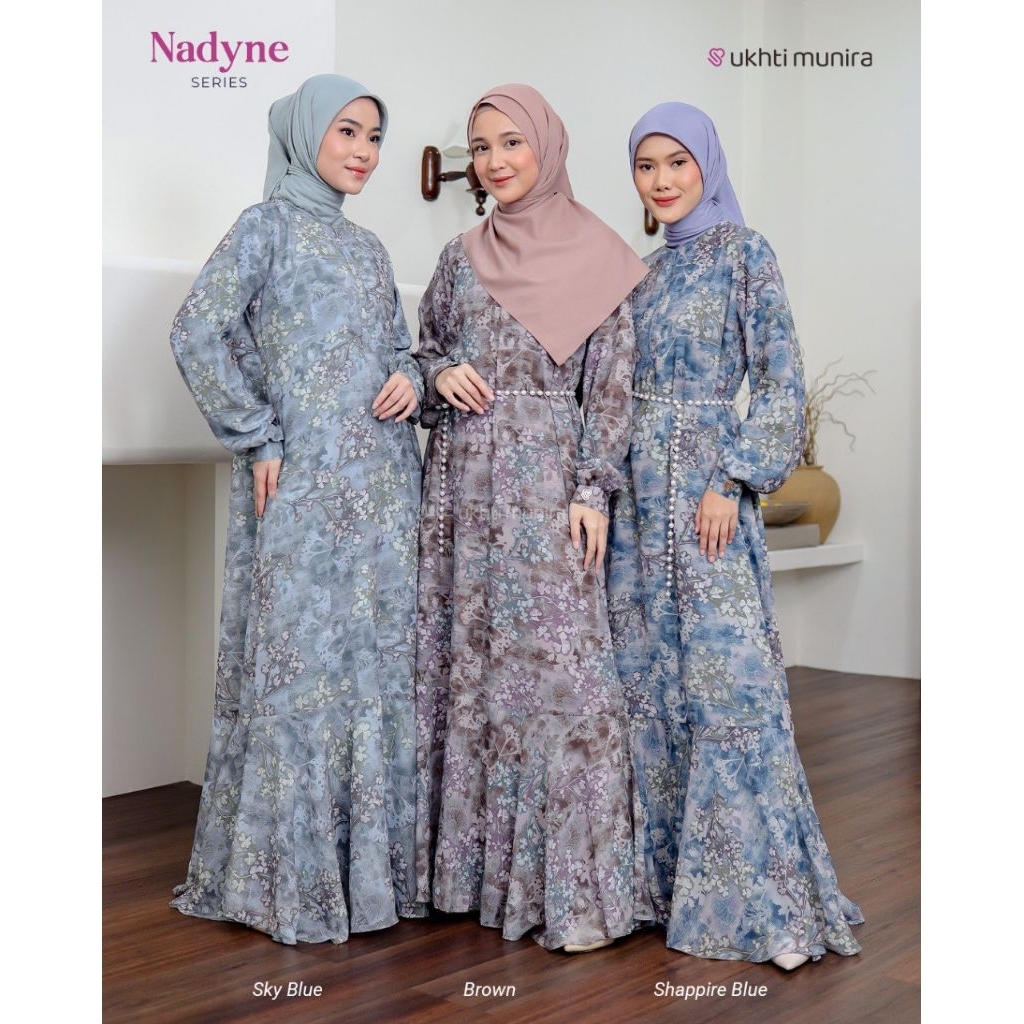 Gamis NADYNE | Gamis Silk Print Premium Safiya | Gamis Pesta | Gamis by UKHTI MUNIRA [ORIGINAL]