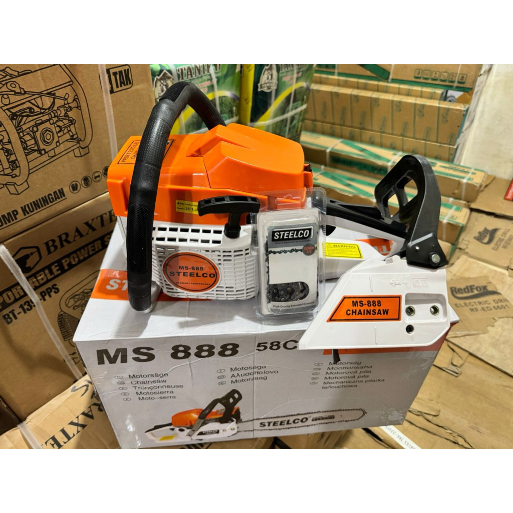 MESIN CHAINSAW MINI STELLCO Ms 888 58cc sinso senso mini mesin gergaji potong kayu bagus