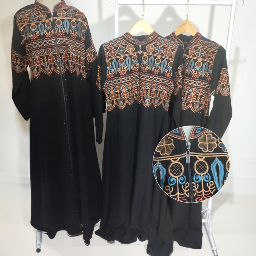 Gamis Abaya Hitam Premium Motif Bordir Wanita Dewasa