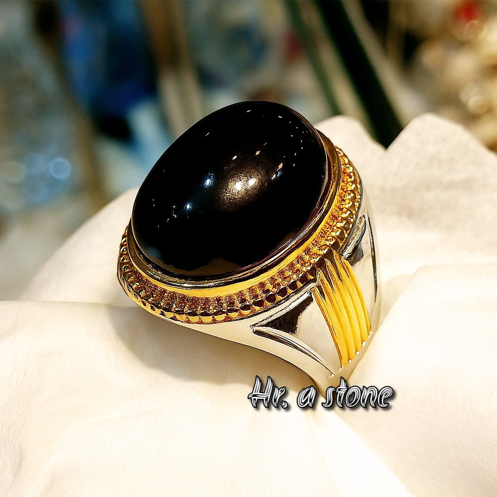 CINCIN BATU KECUBUNG WULUNG HITAM PEKAT RING TANAM TITANIUM
