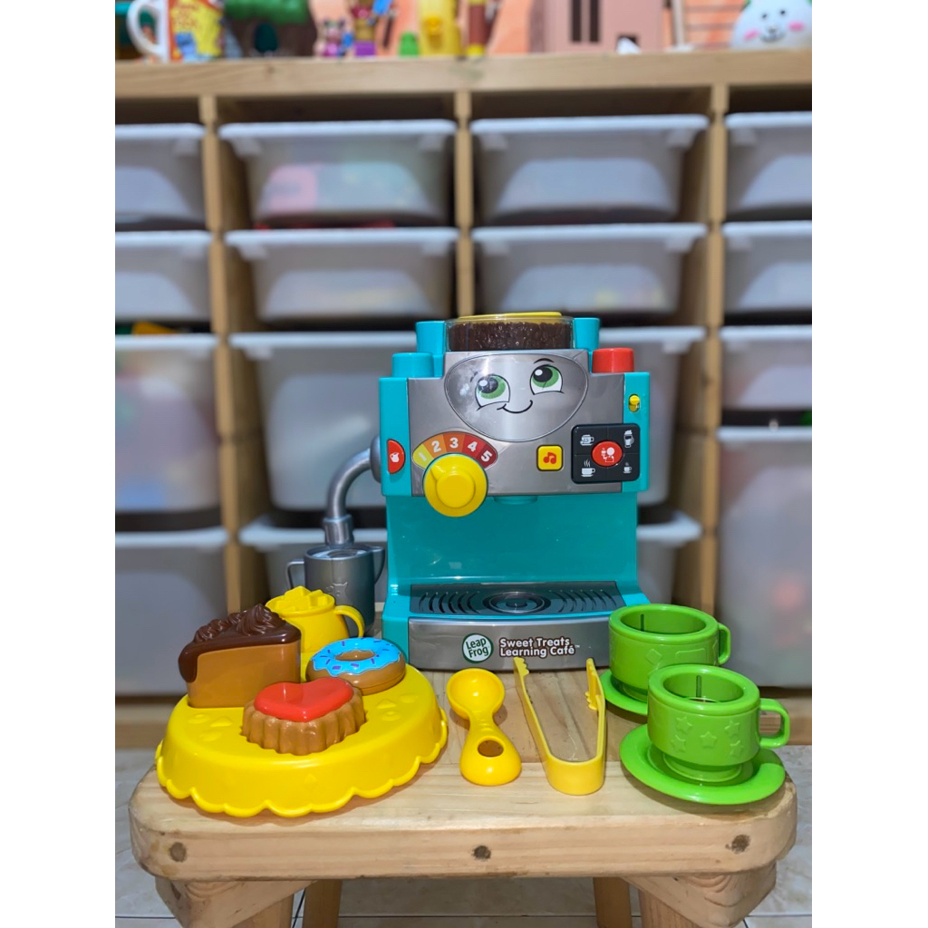 Preloved Leapfrog - Sweet Treats Learning Cafe Aqua Blue - Mainan Mesin Kopi Leapfrog Elektrik On