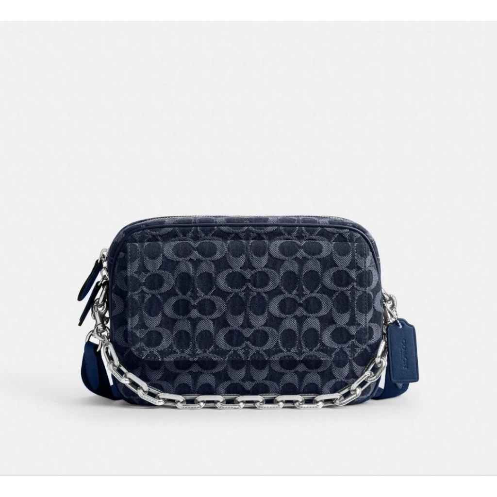 C O A C H  CHARTER FLAP CROSSBODY BAG 24 IN SIGNATURE DENIM