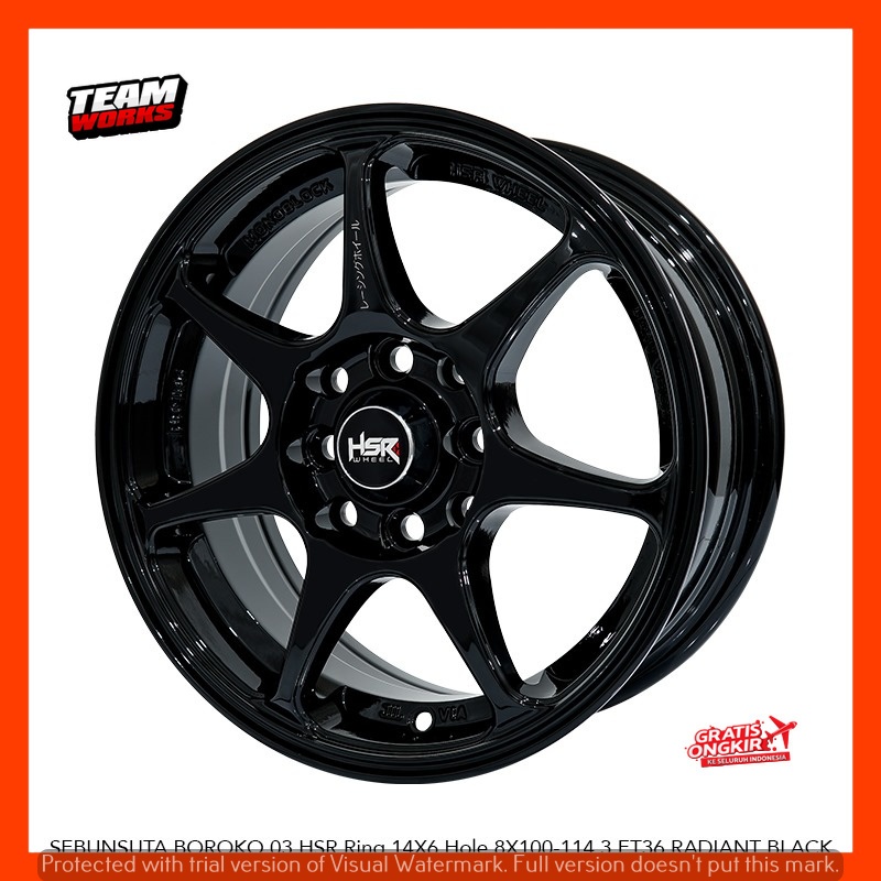 VELG MOBIL RACING HSR SEBUNSUTA RING 14 LEBAR 6 ET36 BUAT MOBIL BRIO JAZZ RIO PELAK RING 14 BLACK